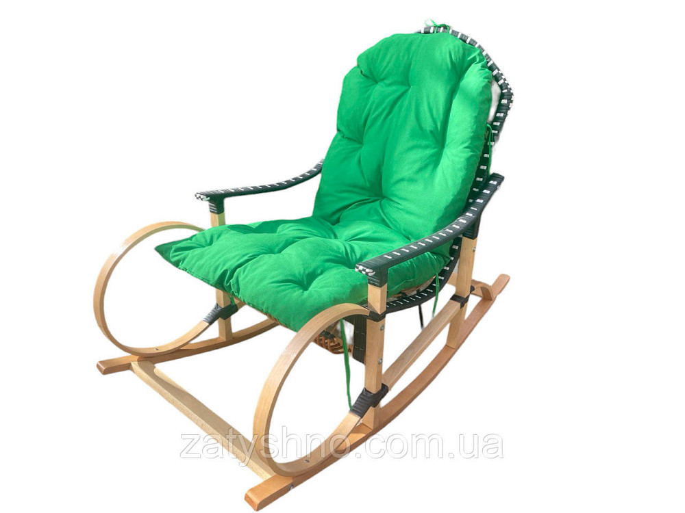 Крісло гойдалка із зеленою подушкою Київ - фото 5