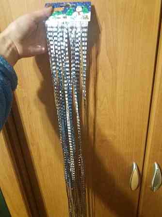 Дощик новорічний гафре 150 см на 22 см срібний Київ