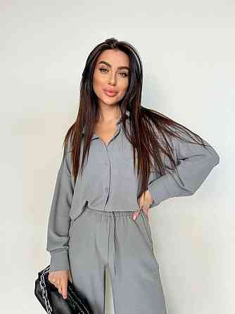 Женский стильный привлекательный костюм американский креп Серый, 44/46 Одесса