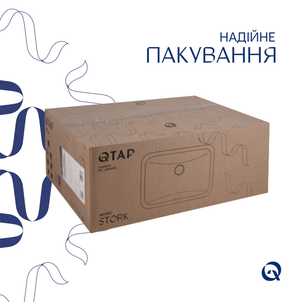 Комплект Qtap Stork: Раковина врезная прямоугольная 535x365x190 мм White + Донный клапан PU02O Киев - изображение 6