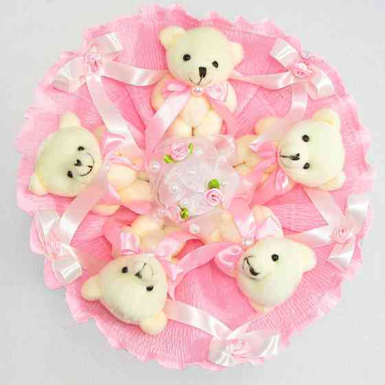 Букет из мягких игрушек 5 мишек 5288IT розовый Винница
