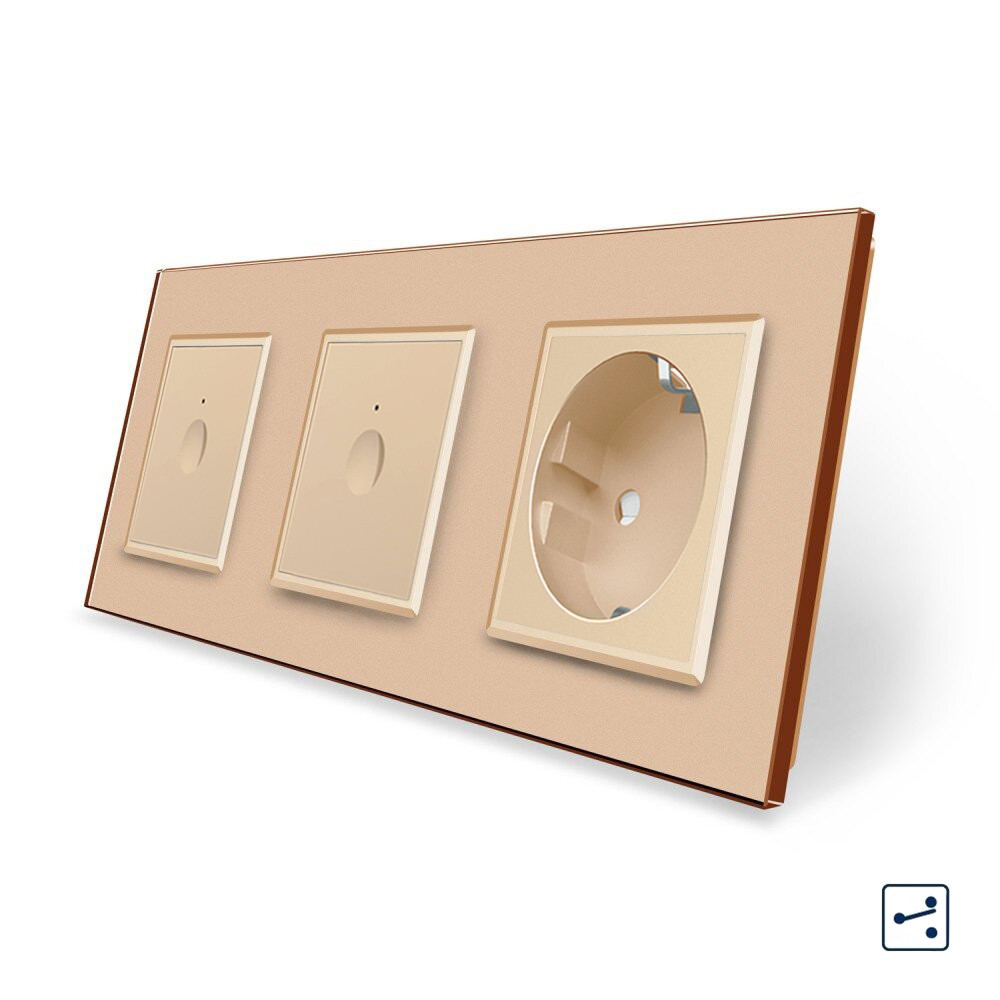 LIVOLO Сенсорний прохідний/перехресний вимикач Sense 2 сенсора (1-1) 1 розетка Livolo золотий с Коломия - фото 5