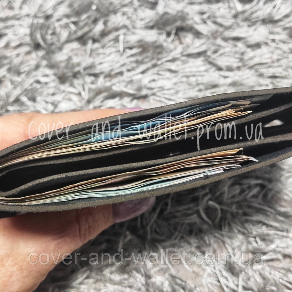 Тонкий шкіряний чоловічий гаманець на кнопці ST Leather Київ - фото 4