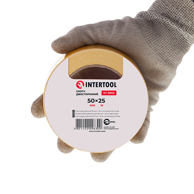 Скотч двусторонний, 25 м, 50 мм, на тканевой основе INTERTOOL KT-0963 Киев - изображение 3