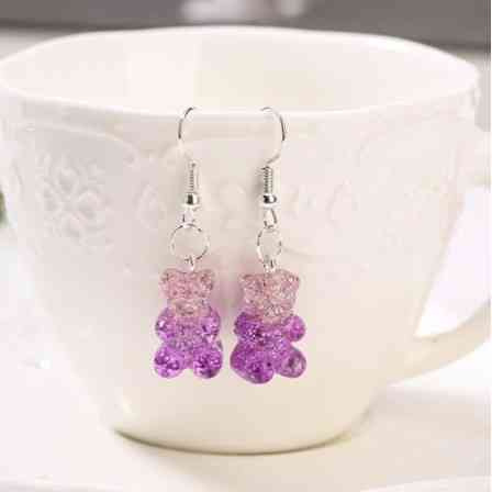 Мишки сережки с блетсками one size сиреневый Киев