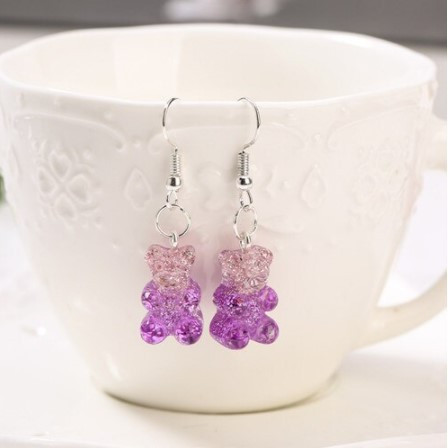 Мишки сережки с блетсками one size сиреневый Киев - изображение 1