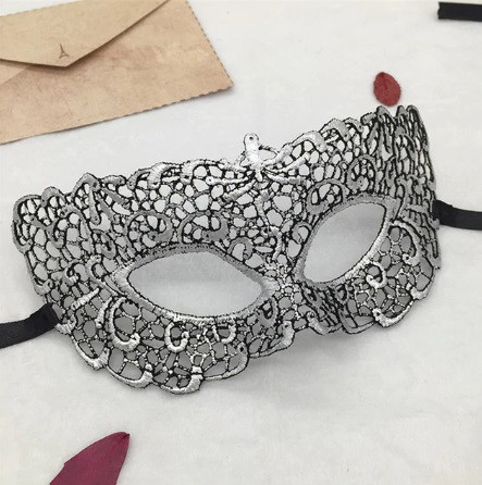 Маска маскарадна із мережива 22 на 7 см сріблястий Київ - фото 1