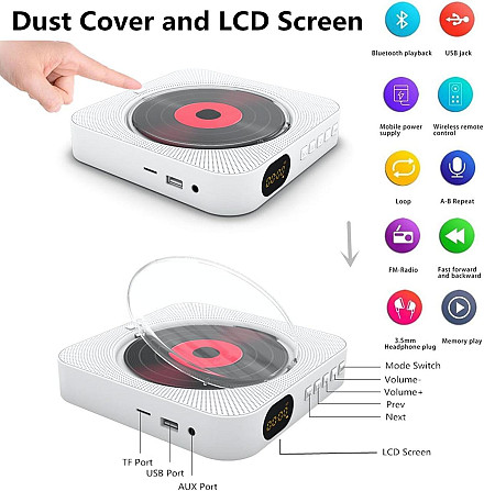 Аудиосистема HiFi Wall Mountable Adirigo CD-плеер USB Bluetooth FM Radio MP3 Днепр - изображение 2