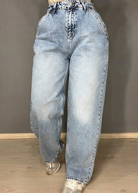 Джинси жіночі Mikaletta 9505 SKATER BALON jeans широкий крій банани косі кишені блакитні, блакитний, 28, 28, 80 см, 120 см Київ - фото 8