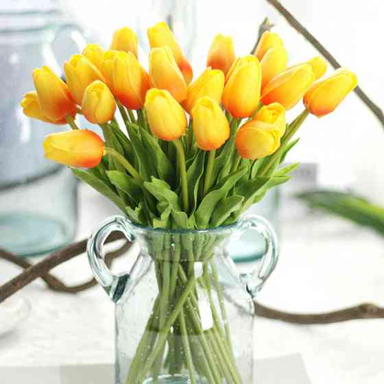 Штучні тюльпани 5 штук 34 см помаранчевий Київ