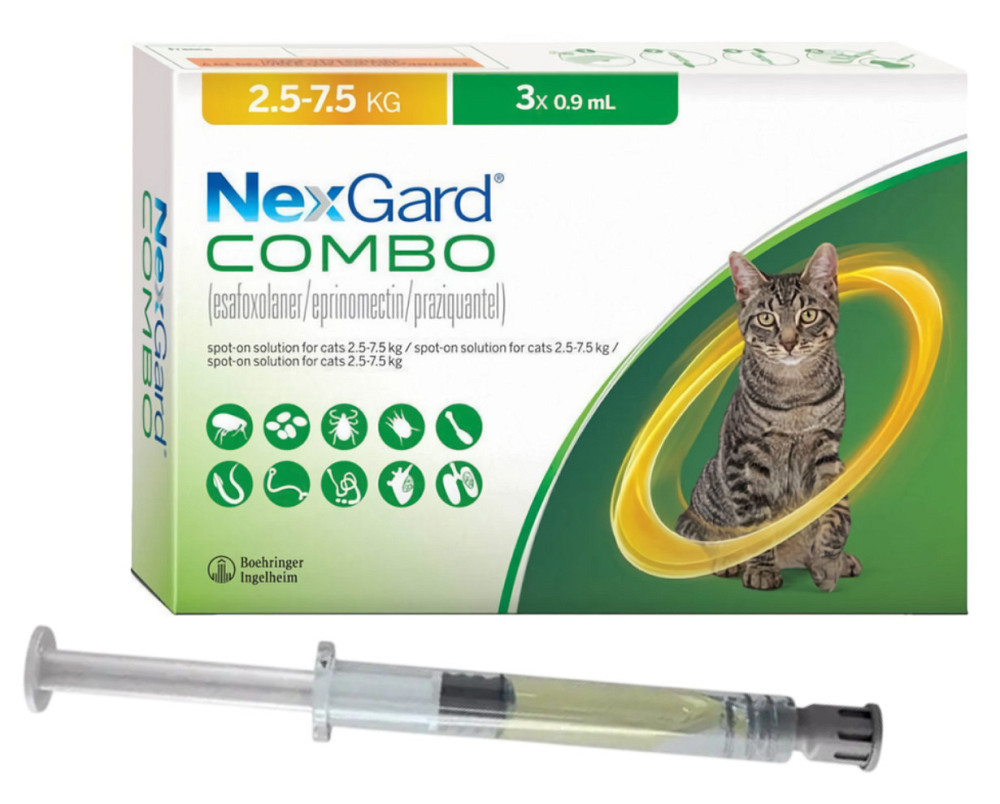 NexGard Combo (НексГард Комбо) Капли от блох клещей и гельминтов для кошек 2.5 - 7.5 кг (L) №1 пипетка 0.9 мл Винница - изображение 1