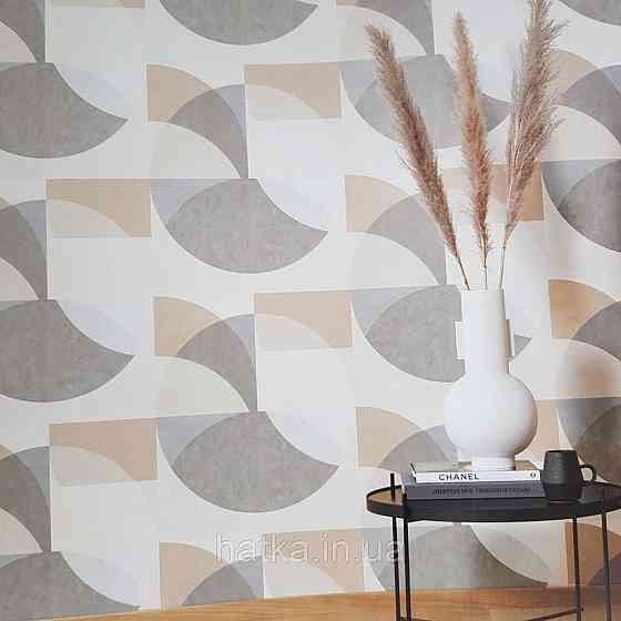 Шпалери метрові вінілові на флізелін дизайнерські Erismann Elle геометрія ромби кола сірий коричневий бежевий Київ