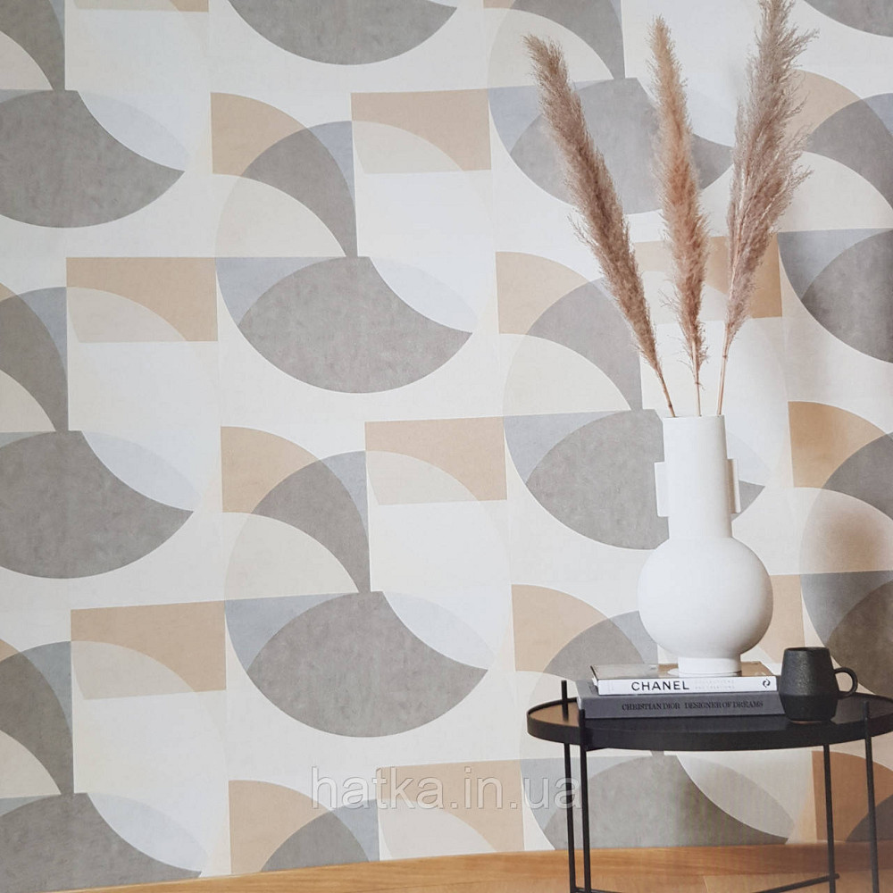 Шпалери метрові вінілові на флізелін дизайнерські Erismann Elle геометрія ромби кола сірий коричневий бежевий Київ - фото 1