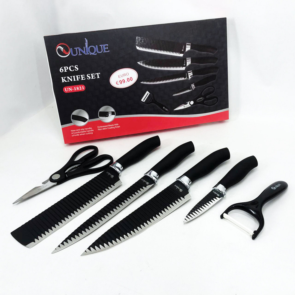 Ножі кухонні професійні UNIQUE UN-1821 6 шт, Відмінний набір ножів, Набір ножів для готування MW-67 Івано-Франківськ - фото 5