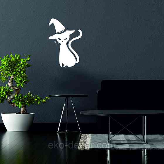 Декоративне настінне Панно «Кіт», Декор на стіну 90*62 см, Білий Київ