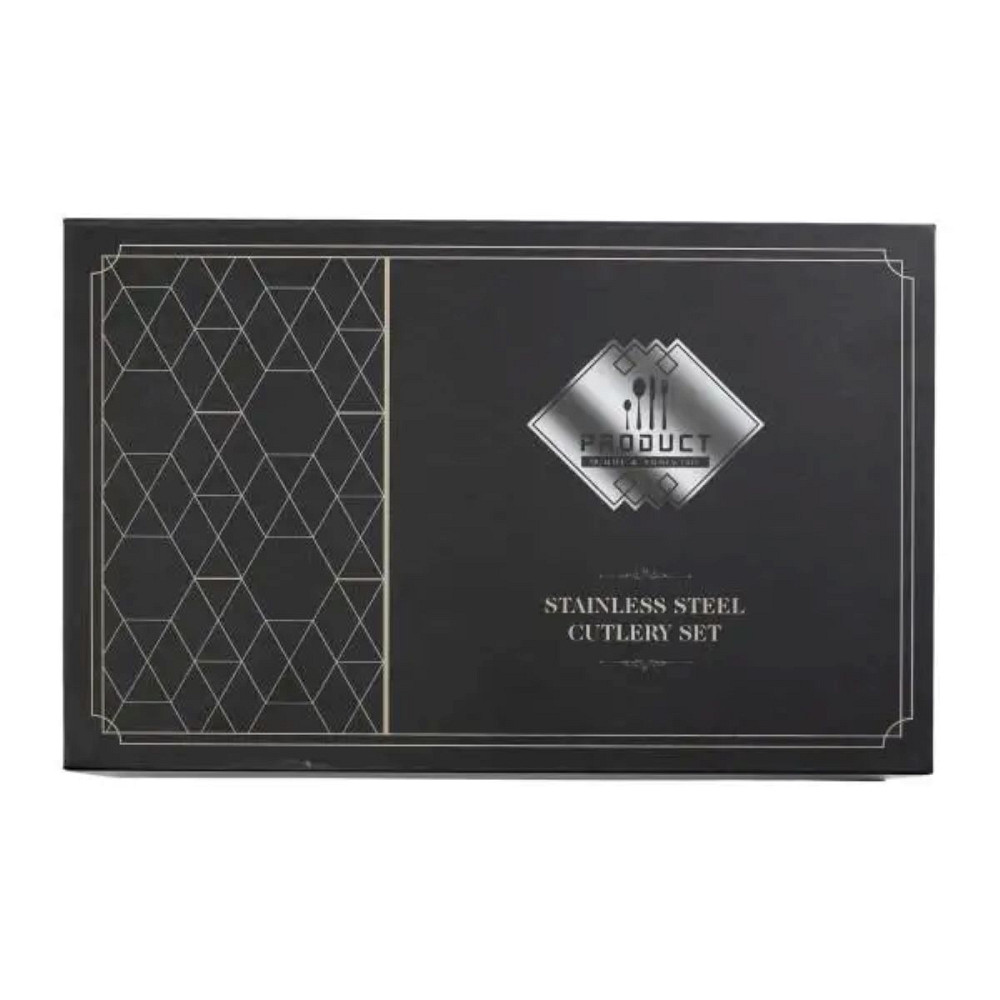 Набір столових приборів 24 предмети столовий набір на 6 персон Золотистий з чорним HP-20-46 Коломия - фото 2