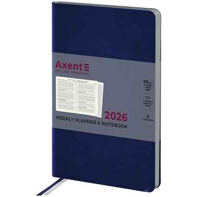 Еженедельник Axent датированный 2026 Partner City Soft 125х195, синий (8521-26-02-A) Винница