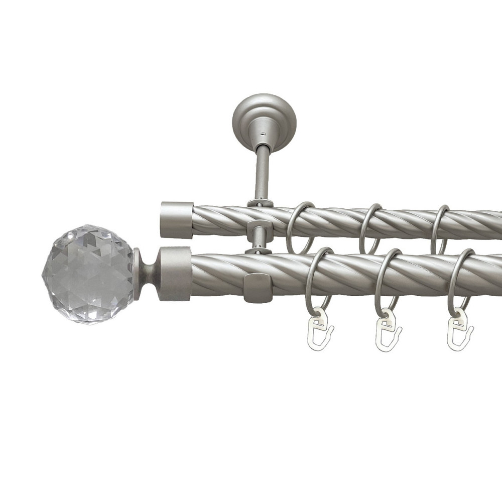 Карниз Orvit Люміера металевий дворядний відкритий скручена труба кільце металеве Сатин 25\19 мм 240 см Львов - изображение 1