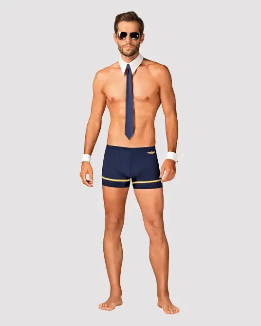 Еротичний костюм пілота Obsessive Pilotman set S/M, боксери, манжети, комір з краваткою, окуляри Львів - фото 3