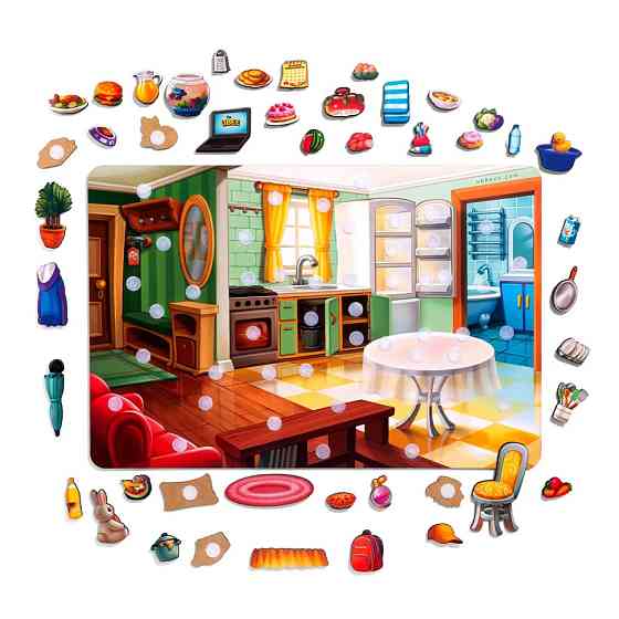 Дерев'яний пазл-вкладиш "Наведи лад в кімнаті та нагодуй Ваню" (ПСД271) PSD271 Вінниця