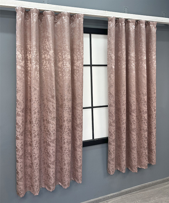 Комплект коротких штор VR-Textil Льон мармур Pavliani VO № 1716ш пудровий 130х170 см 2 шт (35-0342) Київ - фото 3