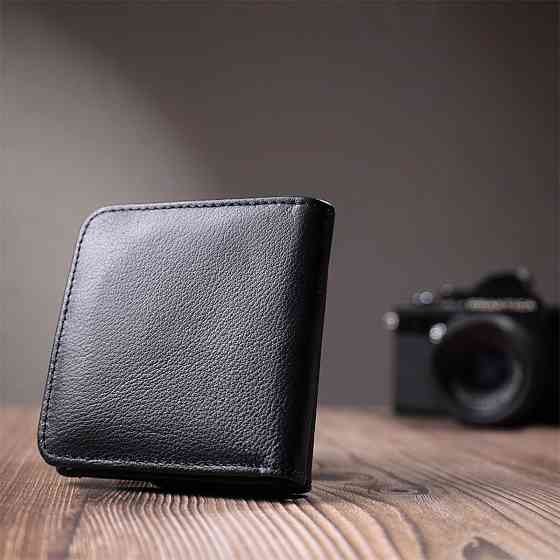 Компактный женский кошелек с карманом для монет из натуральной кожи ST Leather 22690 Черный Киев