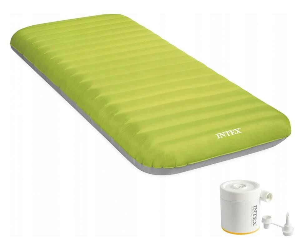 Матрац надувний одномісний велюровий Intex з електронасосом USB та сумкою 76x191x17 см Зелений (64097) Чернігів - фото 1
