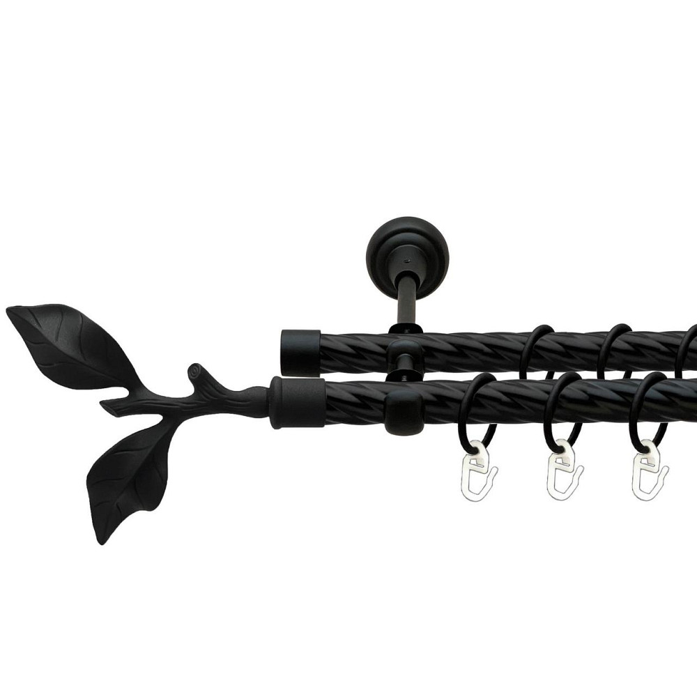 Карниз Orvit Листок Троянди металевий дворядний відкритий скручена труба кільце металеве Чорний Оксамит 19\19 мм 160 см Львів - фото 1