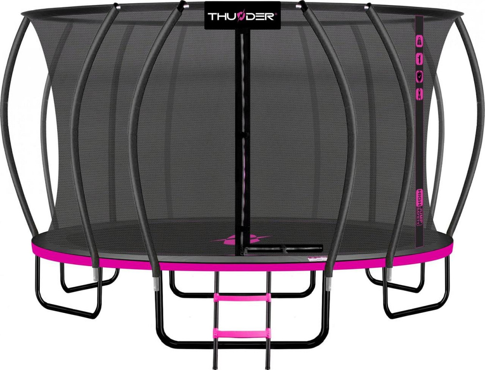 Батут THUNDER INSIDE ULTRA з внутрішньою сіткою 16 футів 490 см чорно-рожевий Київ - фото 1