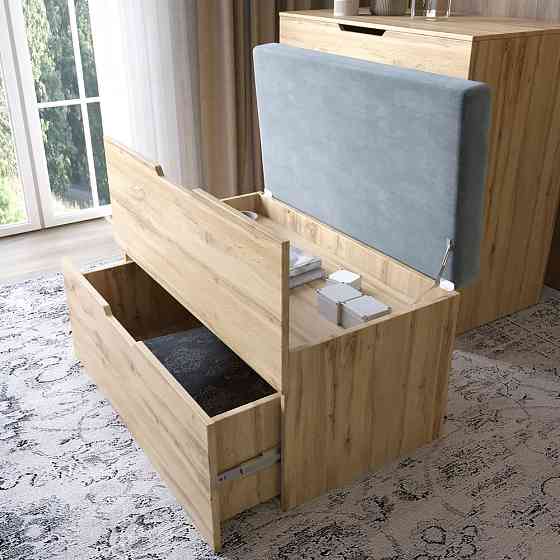 Комод-трюмо із дзеркалом, нішею під сидінням та шухлядою LION Азія Антрацит (LION-041662) ТОП Дніпро