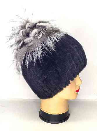 Меховая шапка женская цветок Rex Мишель Черный Харьков