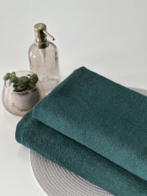 Комплект полотенец однотонных Ideal Textile 50х90см + 100х150см 450 г/м2 изумрудный Черновцы - изображение 2