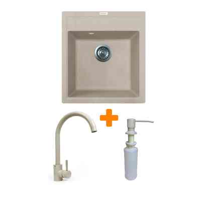 Мойка кухонная Adamant Brick Avena + змішувач та дозатор (4824296209706) Винница