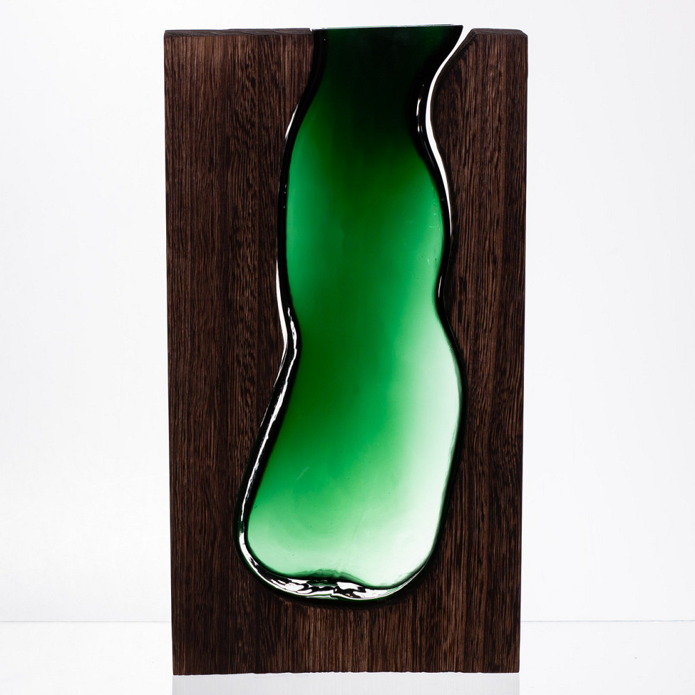 Скляна прозора ваза прямокутна, декоративна ваза для дому стильна для квітів HP-32-2 Коломия - фото 2