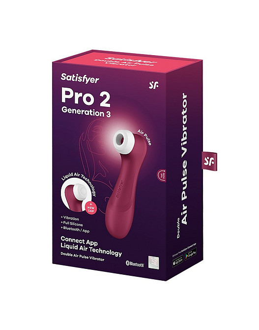 Вакуумный смарт стимулятор Satisfyer Pro 2 Generation 3 Liquid Air Technology, бордовый Sex Aura Киев - изображение 7