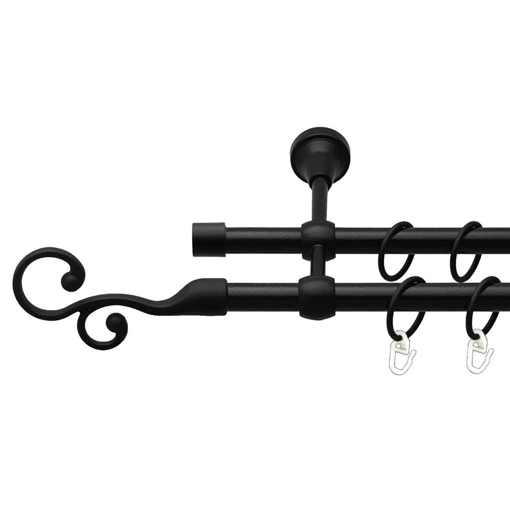 Карниз Orvit Флорес металевий дворядний литий гладка труба кільце металеве Чорний Оксамит 16\16 мм 120 см (00-00027224) Львів - фото 1