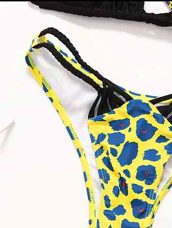 Купальник жіночий роздільний 3 в 1 Тігровий M Жовто-Синій Харків