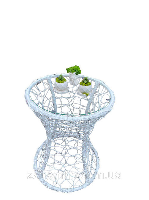 Столик из ротанга круглый белый Киев - изображение 7