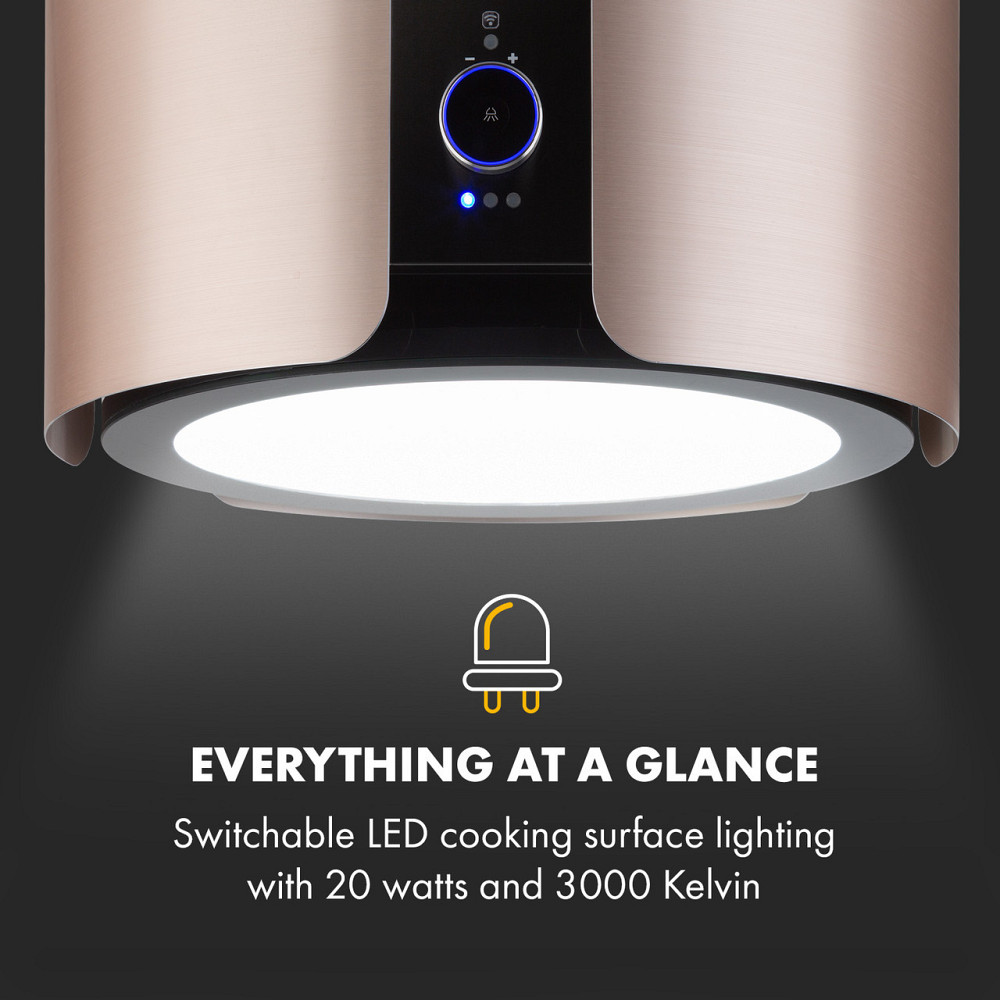 Вытяжка Skyfall Smart Island Ø45см рециркуляционная 402м³/ч LED золото (Германия, читать описание) Ровно - изображение 6