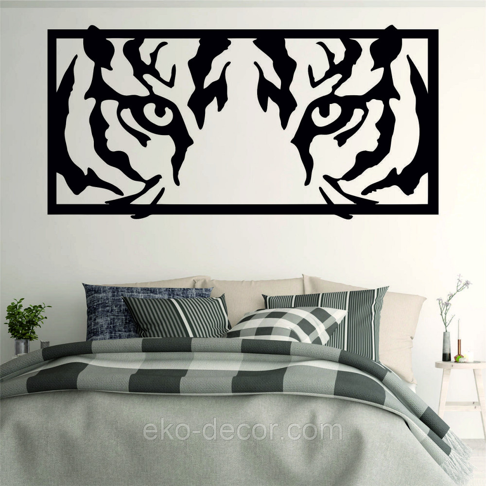 Декоративное настенное Панно «Тигр», Декор на стену 110*54 см, Черный Киев - изображение 1