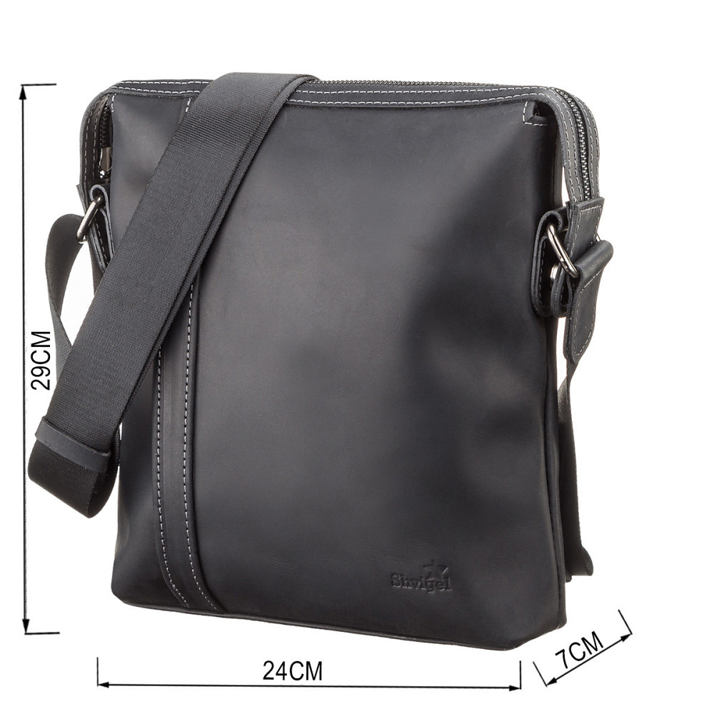 Сумка чоловіча SHVIGEL 11098 шкіряна Чорна Київ - фото 3