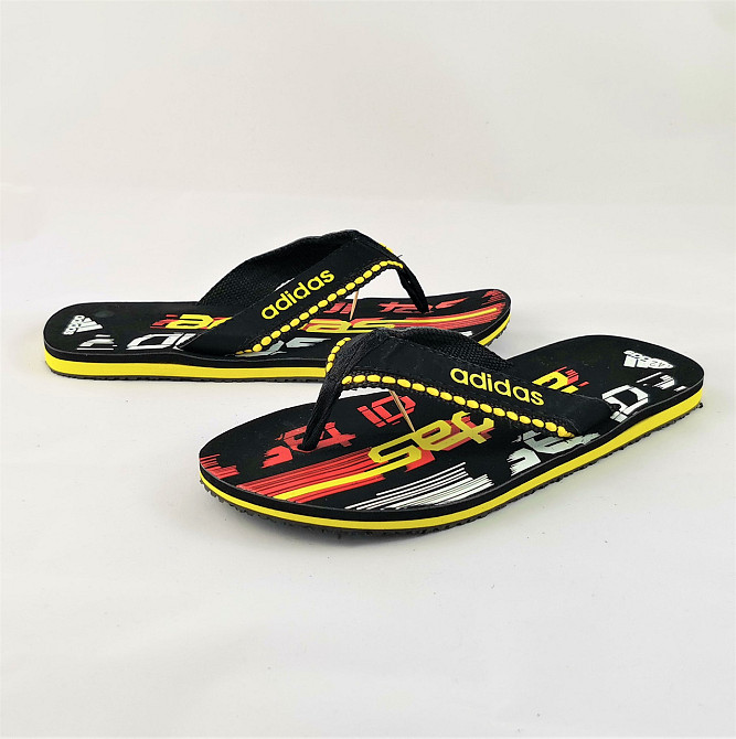 Чоловічі в'єтнамки Капці Adidas Шльопанці Чорні з Жовтим Шльопанці (розміри: 41,45) Дніпро - фото 4