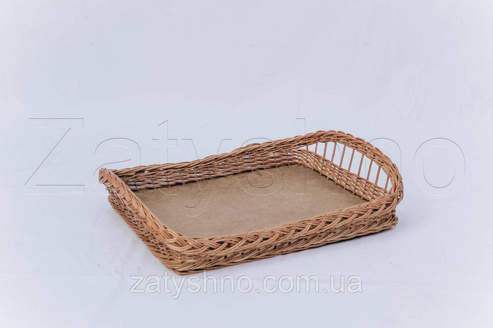 Великий плетений таця | таця з лози великий | таця плетена з лози з кіскою Київ - фото 1