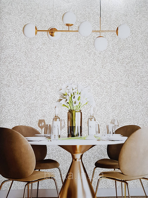 Шпалери вінілові на флізеліні гарячого тиснення DU&KA 1.06х10 вензель основа під штукатурку сірі коричневі Київ - фото 1