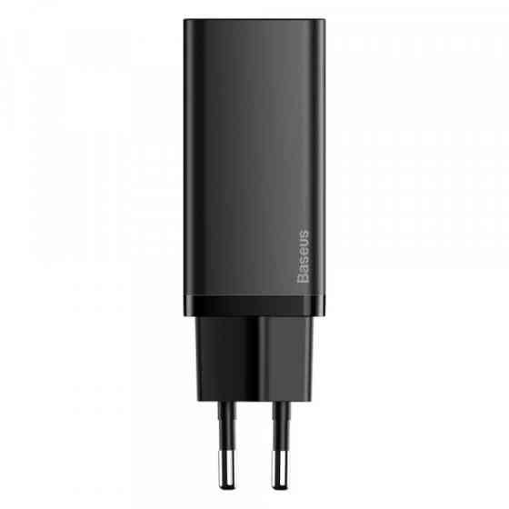 Зарядний пристрій 2xUSB 65W GaN (USB-C+USB-A) Чорний Baseus (CCGAN2L-B01) Київ