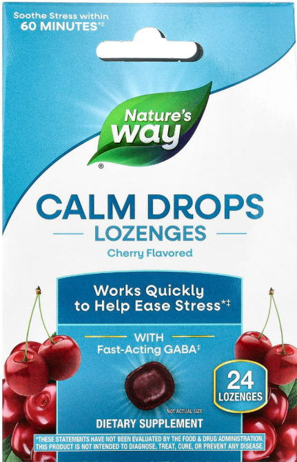 ГАМК Підтримка стресу Nature's Way Calm Drops Lozenges 24 льодяника зі смаком вишні Київ - фото 1