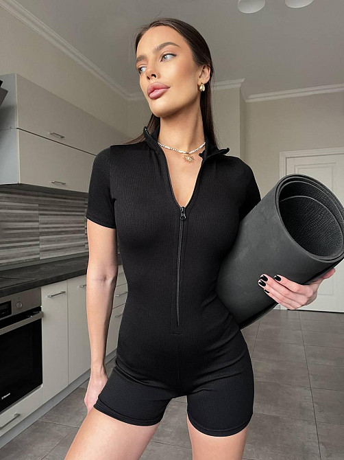 Жіночий трендовий комбінезон з утяжкою на блискавці турецький еластичний рубчик Одеса - фото 4