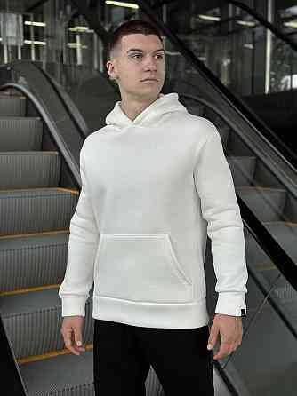 Тепле чоловіче худі на флісі з капюшоном молочне Pobedov 008 ЗИМА Київ