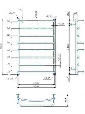 Водяной полотенцесушитель Mario INOX Люкс 770х530/500 Киев
