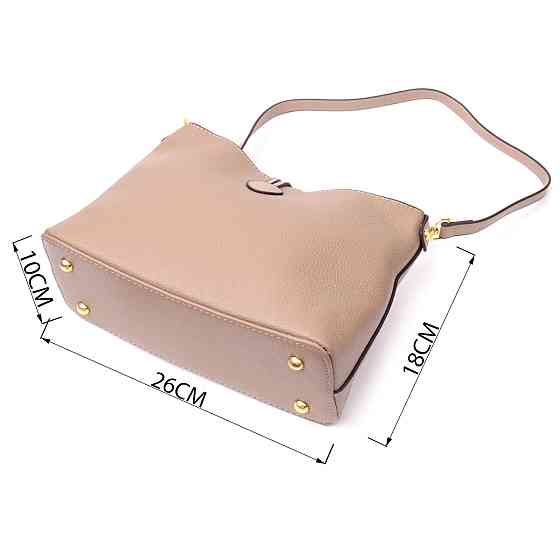 Сумка женская с оригинальной застежкой пуговкой из натуральной кожи Vintage 22320 Бежевая Киев